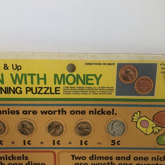 1985 Vintage Golden Step Ahead Learning Puzzle Fun with Money 4739-1 - Picture 2 of 15